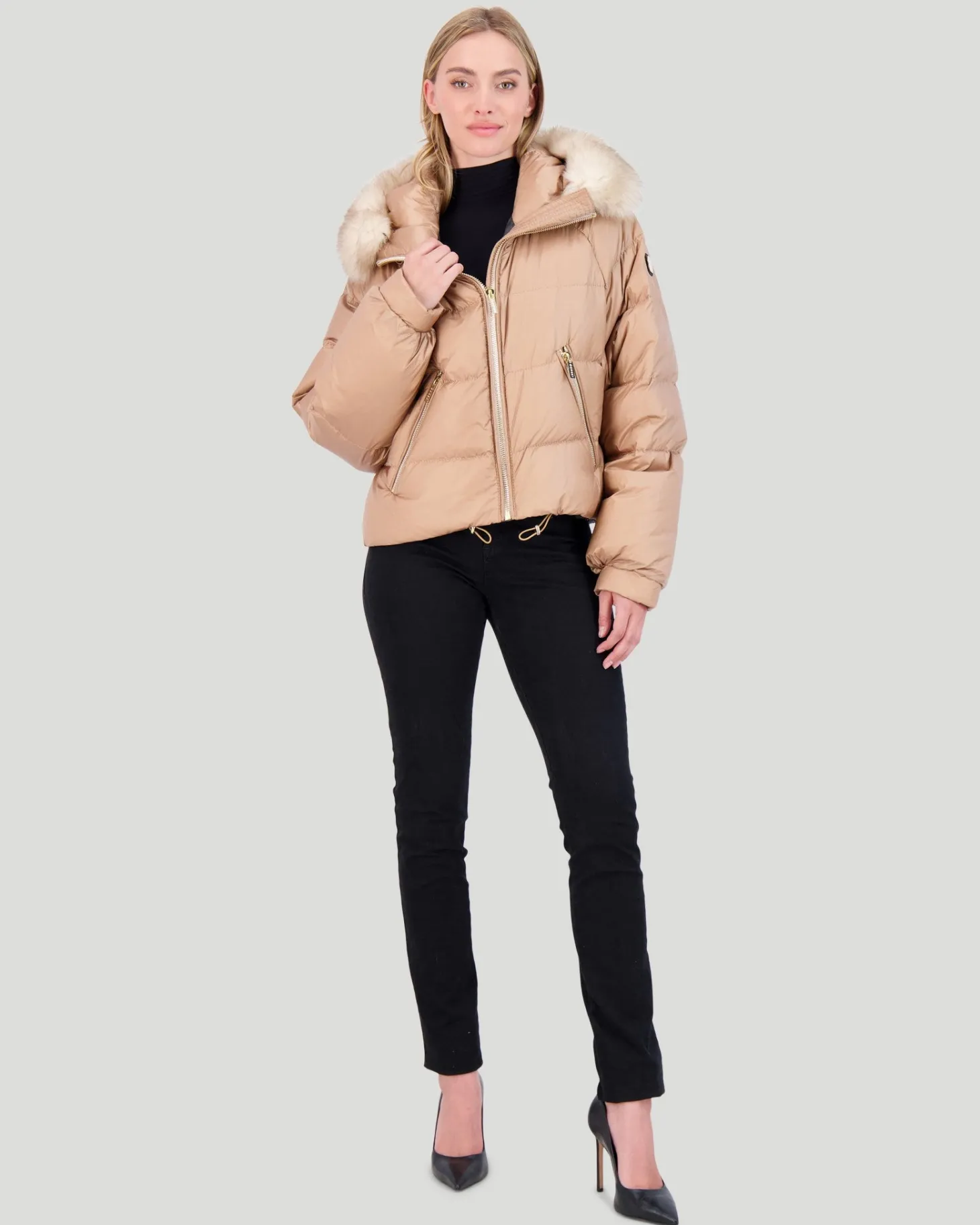 APRES-SKI JACKET WITH DETACHABLE TOSCANA LAMB HOOD TRIM