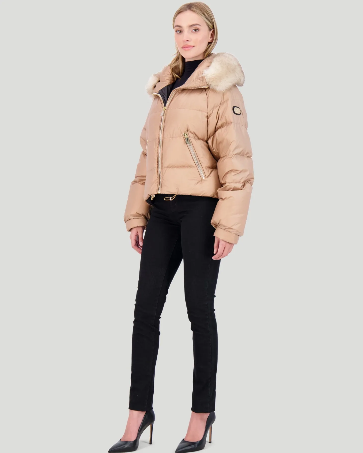 APRES-SKI JACKET WITH DETACHABLE TOSCANA LAMB HOOD TRIM