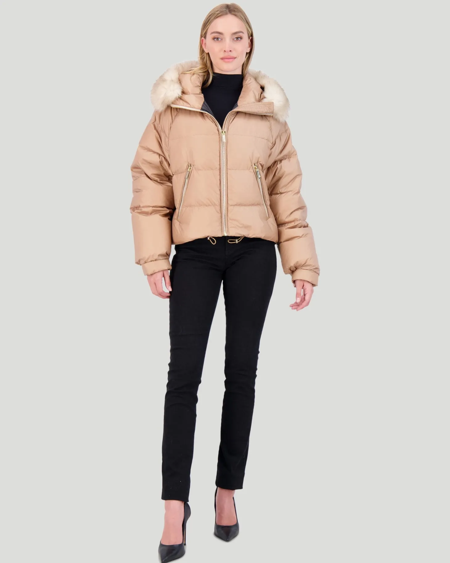 APRES-SKI JACKET WITH DETACHABLE TOSCANA LAMB HOOD TRIM