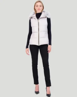 APRES-SKI VEST WITH DETACHABLE TOSCANA LAMB HOOD TRIM