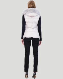 APRES-SKI VEST WITH DETACHABLE TOSCANA LAMB HOOD TRIM