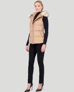 APRES-SKI VEST WITH DETACHABLE TOSCANA LAMB HOOD TRIM