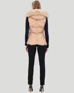APRES-SKI VEST WITH DETACHABLE TOSCANA LAMB HOOD TRIM