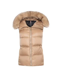 APRES-SKI VEST WITH DETACHABLE TOSCANA LAMB HOOD TRIM