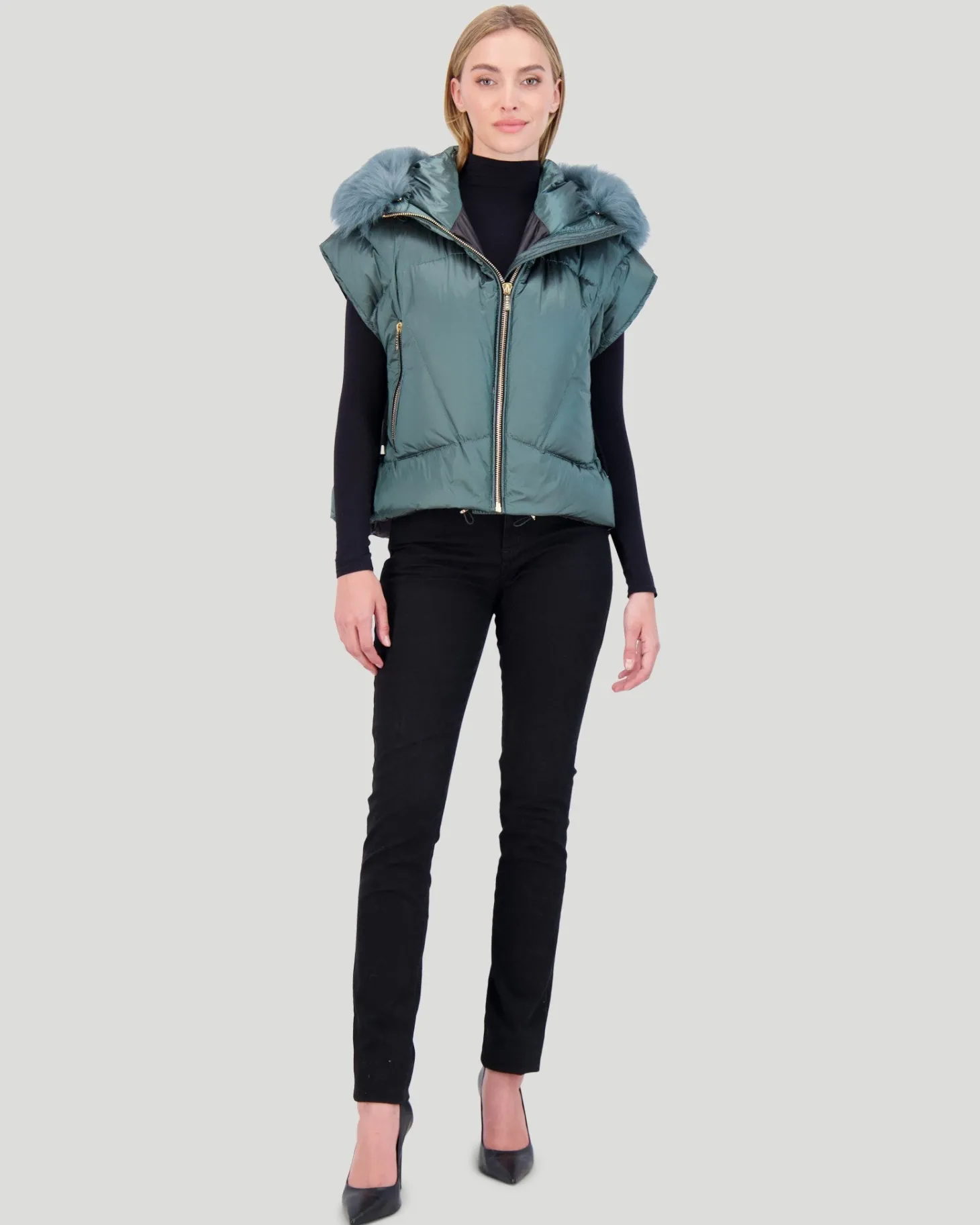 Après-Ski Vest With Detachable Toscana Shearling Lamb Hood Trim
