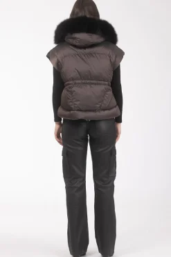 Après-Ski Vest With Detachable Toscana Shearling Lamb Hood Trim