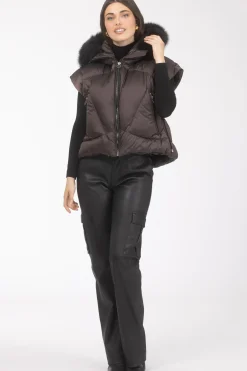Après-Ski Vest With Detachable Toscana Shearling Lamb Hood Trim
