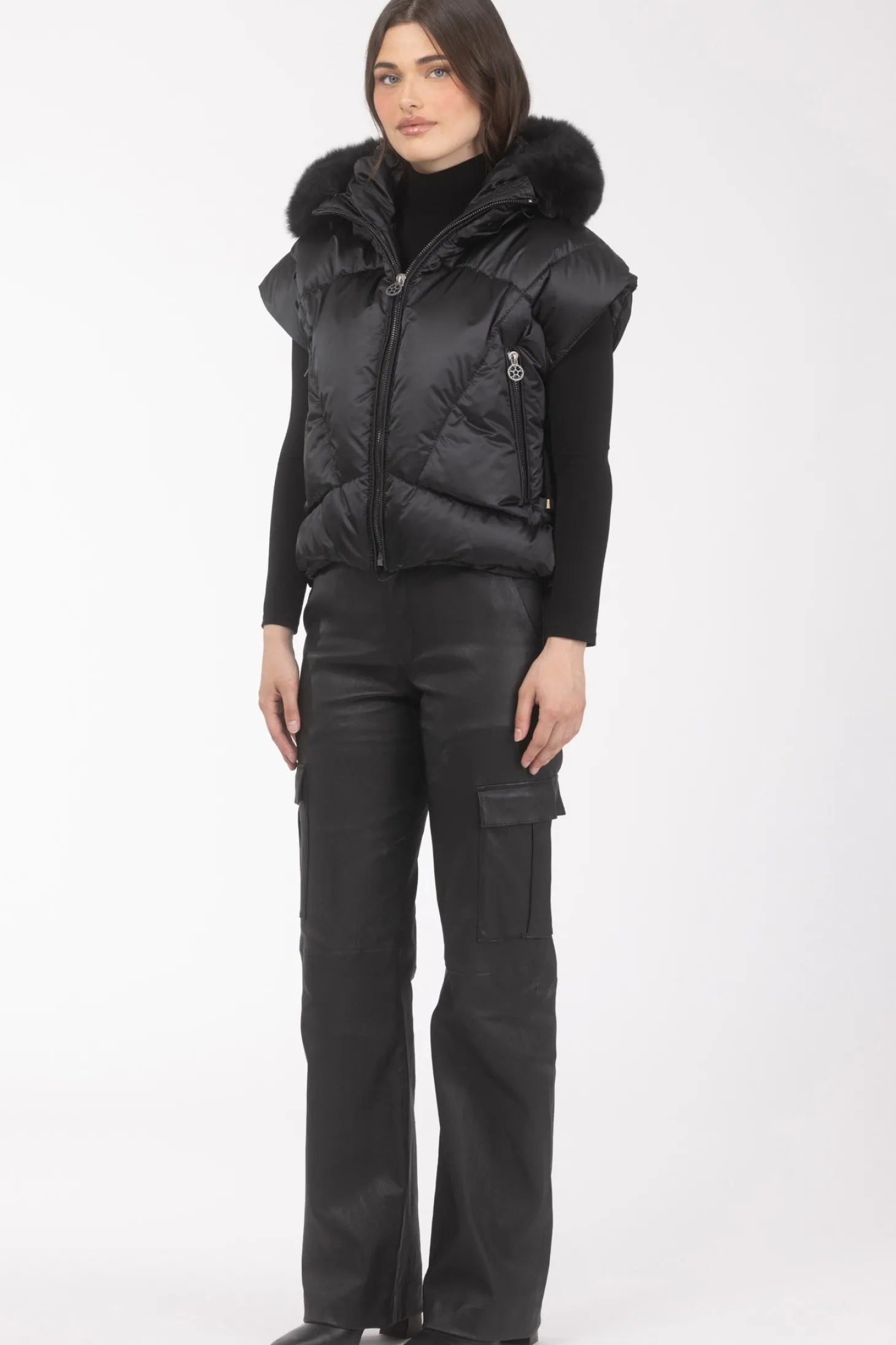 Après-Ski Vest With Detachable Toscana Shearling Lamb Hood Trim