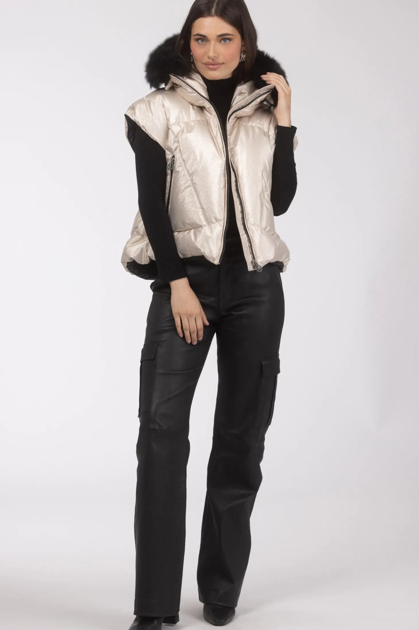 Après-Ski Vest With Detachable Toscana Shearling Lamb Hood Trim