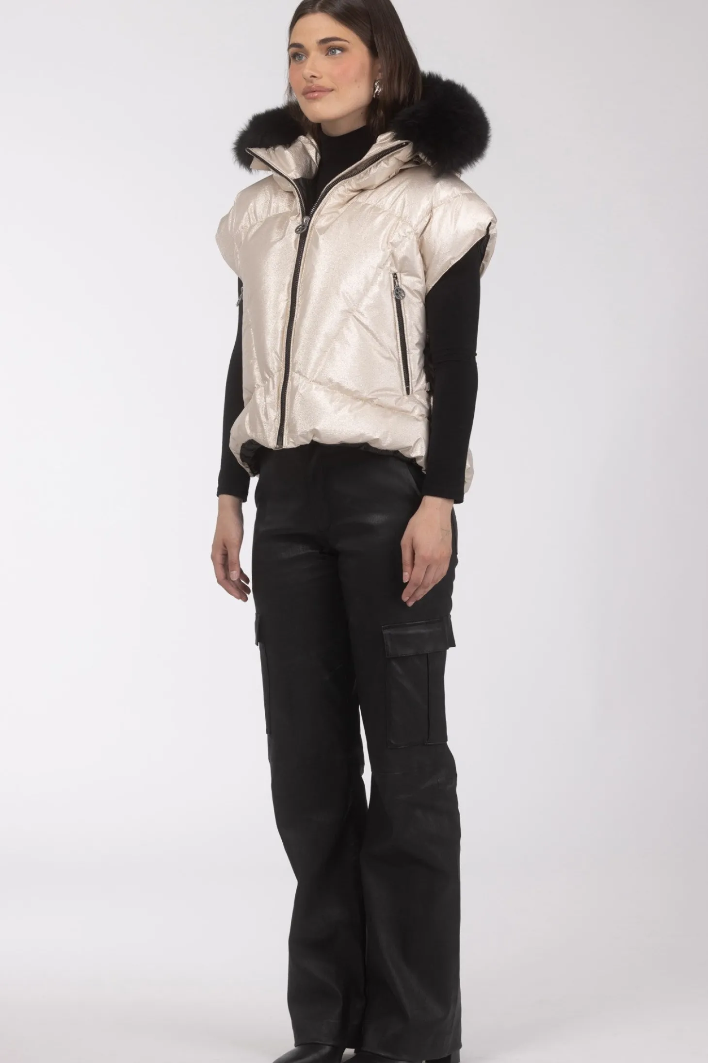 Après-Ski Vest With Detachable Toscana Shearling Lamb Hood Trim