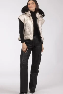 Après-Ski Vest With Detachable Toscana Shearling Lamb Hood Trim
