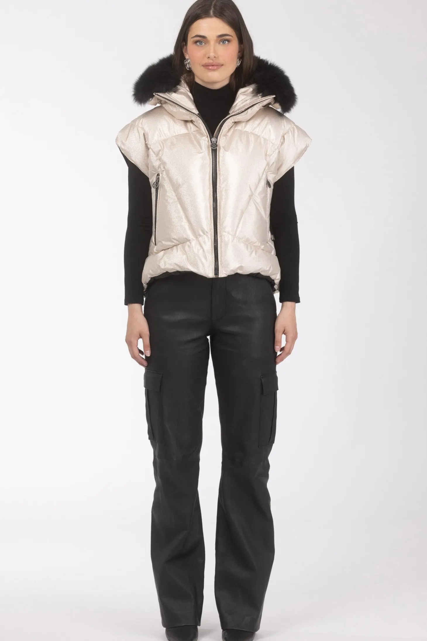 Après-Ski Vest With Detachable Toscana Shearling Lamb Hood Trim