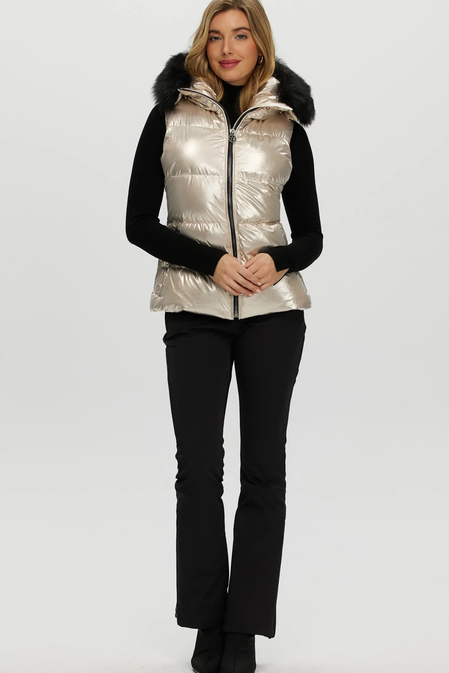 Après-Ski Vest With Detachable Toscana Shearling Lamb Hood Trim