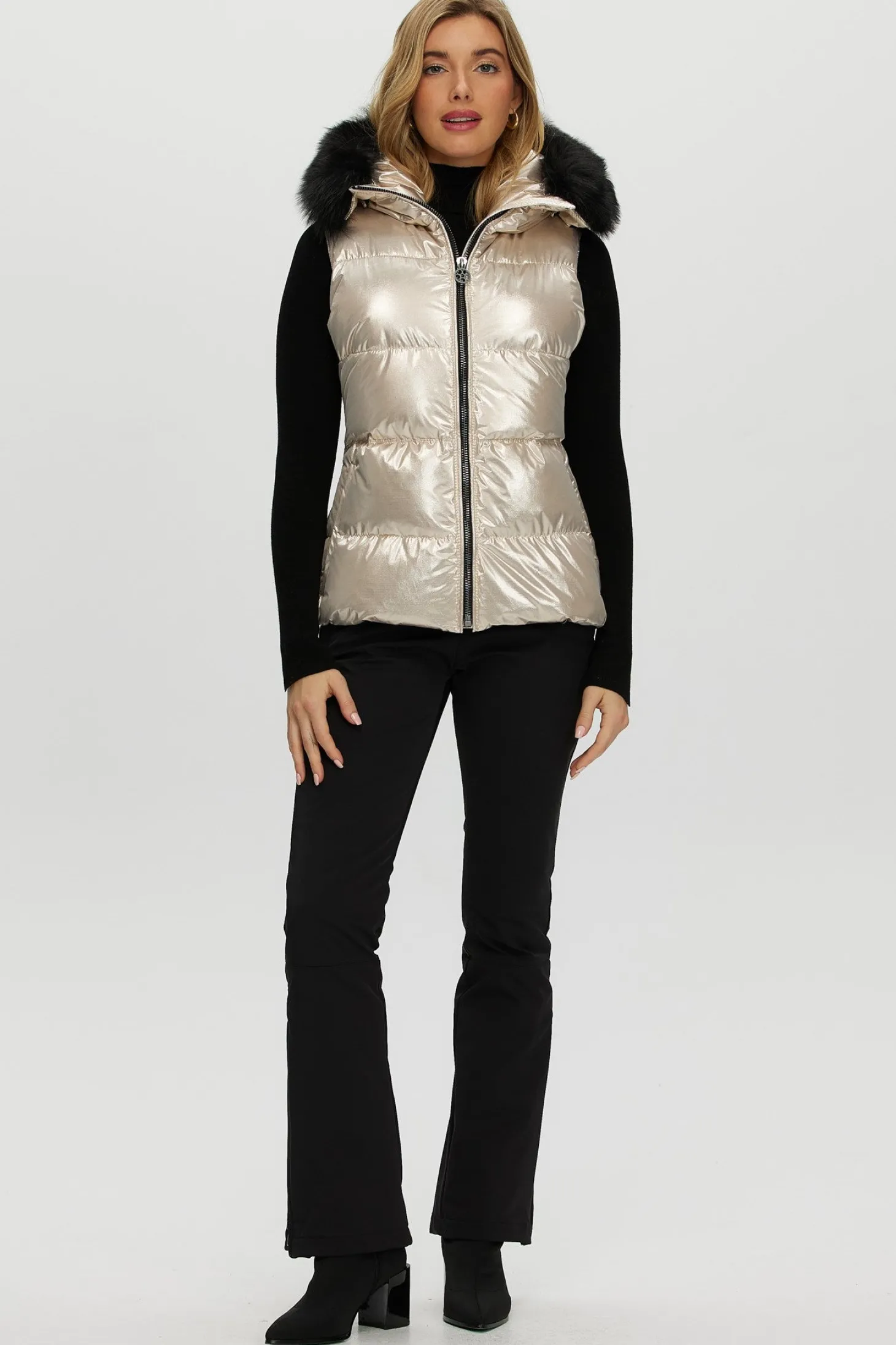 Après-Ski Vest With Detachable Toscana Shearling Lamb Hood Trim