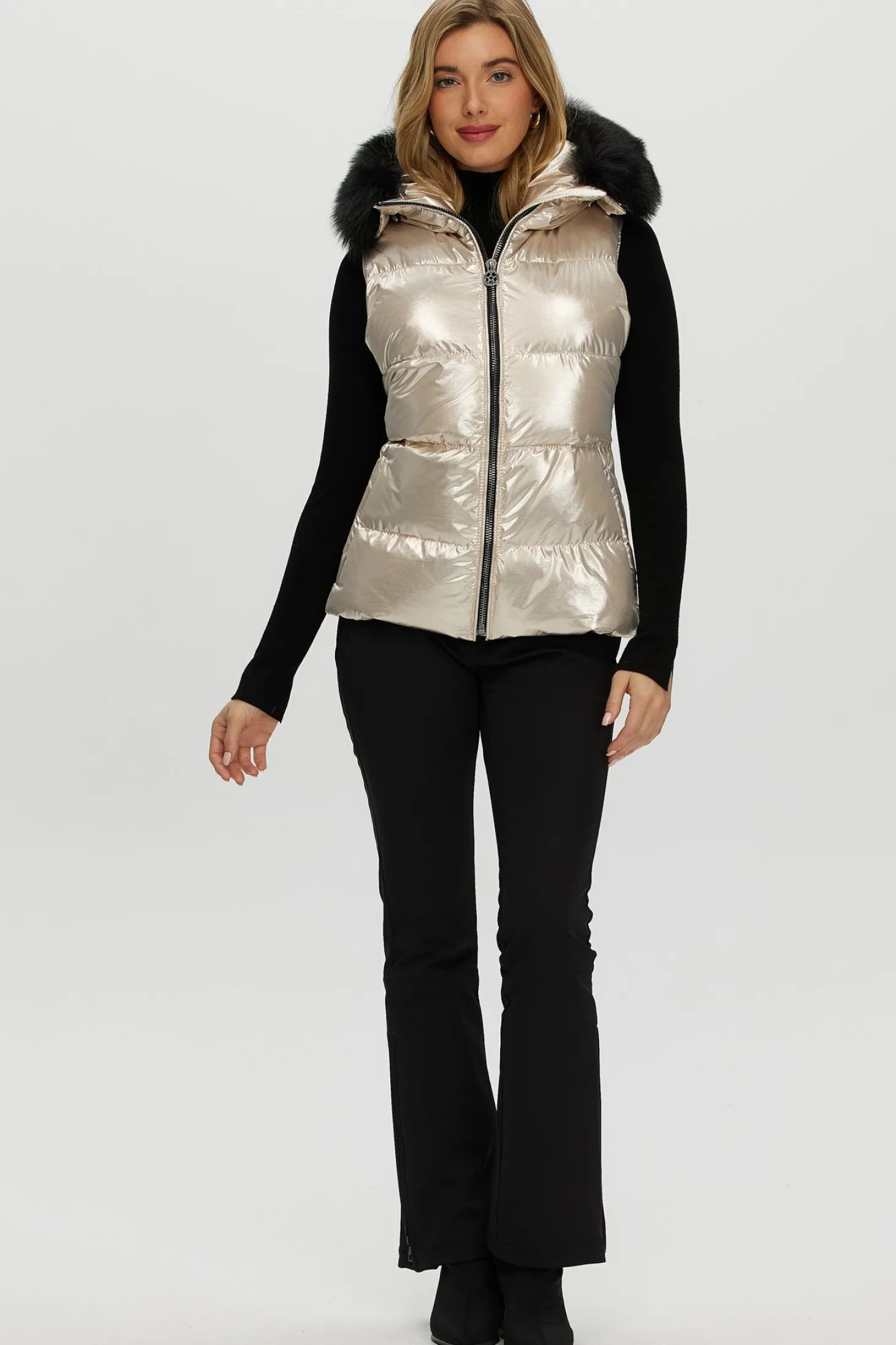 Après-Ski Vest With Detachable Toscana Shearling Lamb Hood Trim