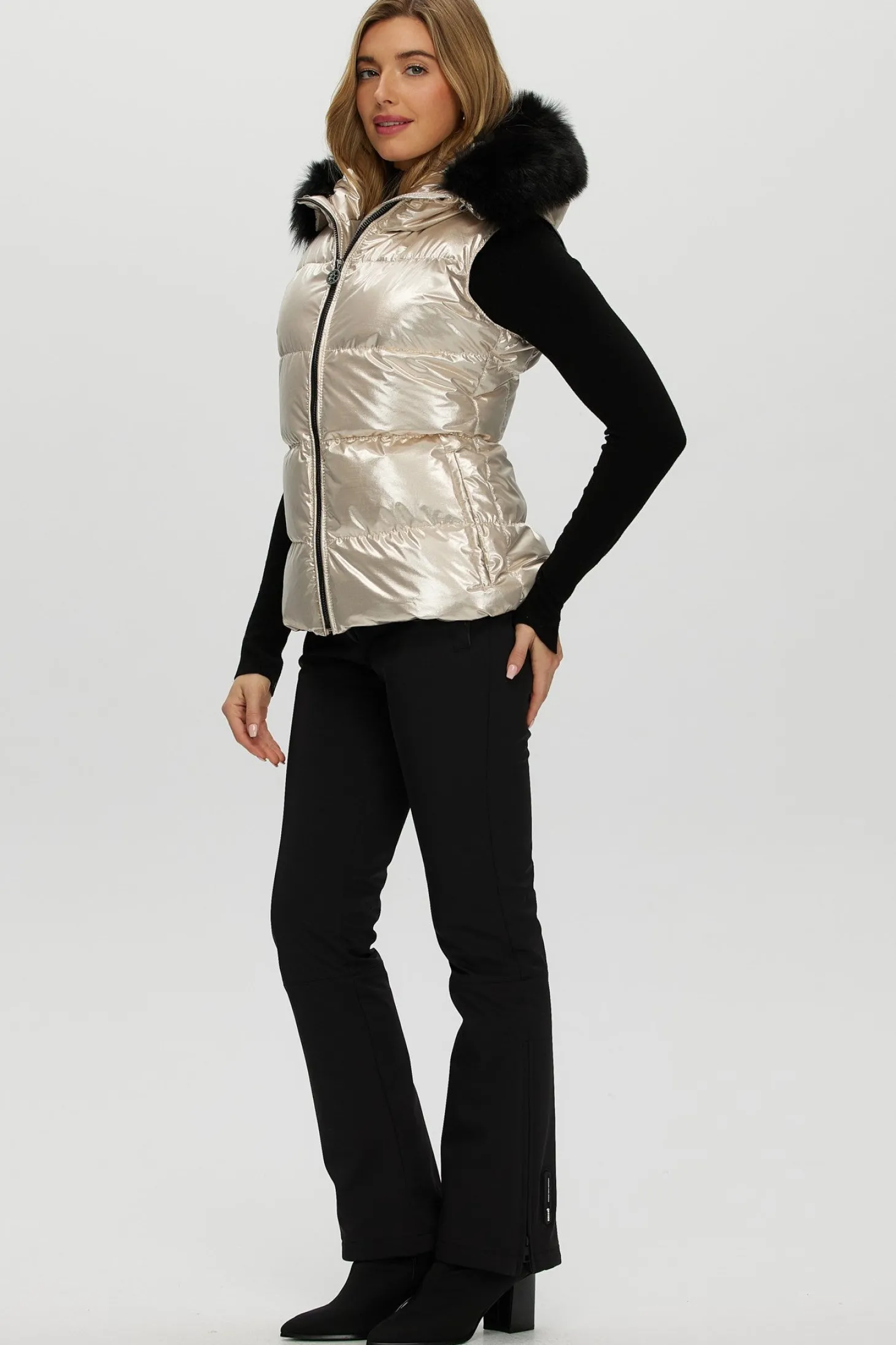 Après-Ski Vest With Detachable Toscana Shearling Lamb Hood Trim