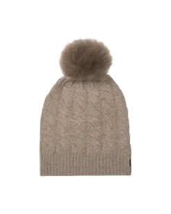 Cable Knit Select Cashmere Hat With Toscana Shearling Lamb Pompom