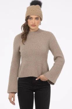 Cable Knit Select Cashmere Hat With Select Lamb Pom