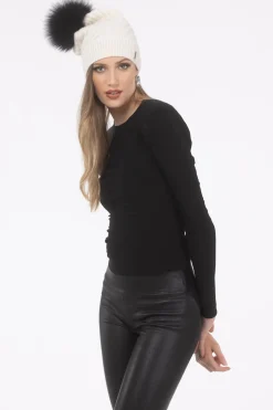 Cable Knit Select Cashmere Hat With Select Lamb Pom