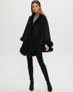 Cashmere & Wool Cape With Toscana Shearling Lamb Trim