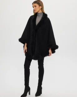 Cashmere & Wool Cape With Toscana Shearling Lamb Trim