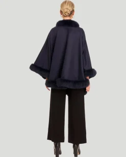 Cashmere & Wool Cape With Toscana Shearling Lamb Trim