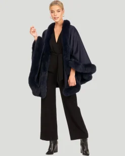 Cashmere & Wool Cape With Toscana Shearling Lamb Trim