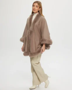 Cashmere & Wool Cape With Toscana Shearling Lamb Trim