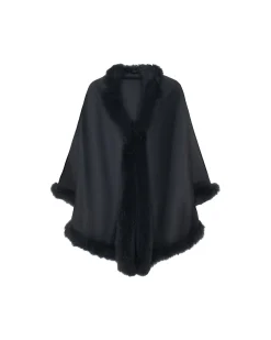 Cashmere & Wool Cape With Toscana Shearling Lamb Trim