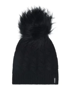 Cashmere Cable Knit Hat With Select Lamb Pompom