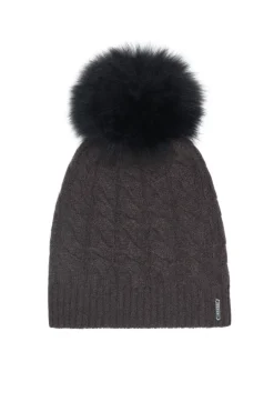 Cashmere Cable Knit Hat With Select Lamb Pompom