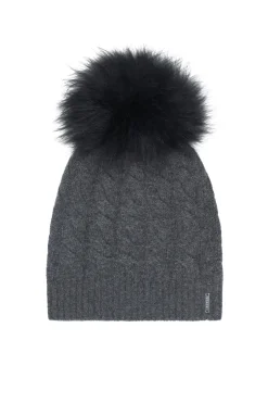 Cashmere Cable Knit Hat With Select Lamb Pompom