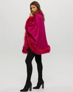 Cashmere Cape With Toscana Shearling Lamb Trim