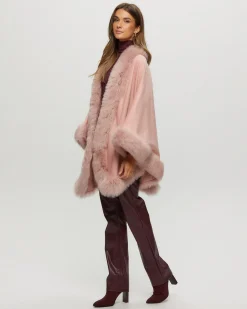 Cashmere Cape With Toscana Shearling Lamb Trim