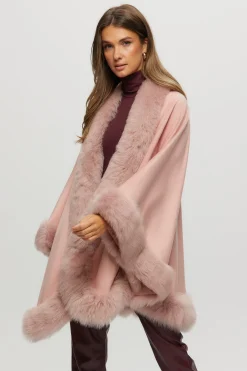Cashmere Cape With Toscana Shearling Lamb Trim
