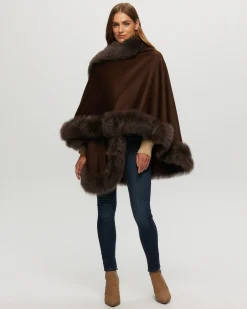 Cashmere Cape With Toscana Shearling Lamb Trim