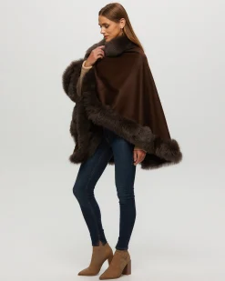 Cashmere Cape With Toscana Shearling Lamb Trim