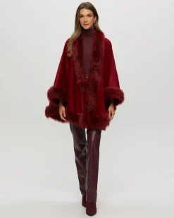 Cashmere Cape With Toscana Shearling Lamb Trim