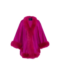 Cashmere Cape With Toscana Shearling Lamb Trim