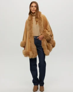 Cashmere Cape With Toscana Shearling Lamb Trim