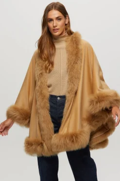 Cashmere Cape With Toscana Shearling Lamb Trim