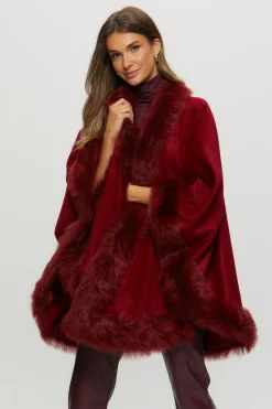 Cashmere Cape With Toscana Shearling Lamb Trim