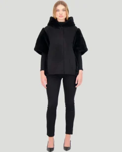 Cashmere Jacket With Sheared Select Cashmere Goat Trim And Short Sleeves