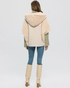 Cashmere Jacket With Sheared Select Cashmere Goat Trim And Short Sleeves