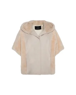 Cashmere Jacket With Sheared Select Cashmere Goat Trim And Short Sleeves