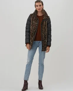 Chevron Shearling Lamb Jacket With Detachable Quilted Sleeves
