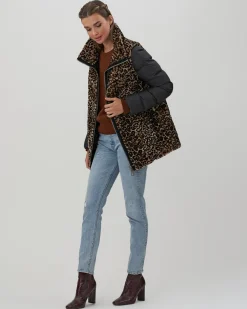 Chevron Shearling Lamb Jacket With Detachable Quilted Sleeves