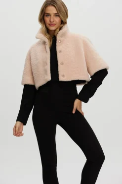 CURLY SHEARLING LAMB BOLERO, SHORT SLEEVES