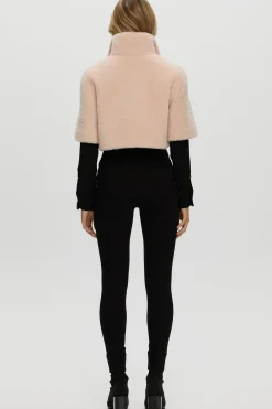 CURLY SHEARLING LAMB BOLERO, SHORT SLEEVES