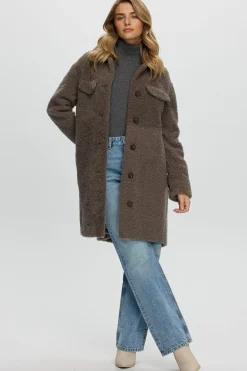 CURLY SHEARLING LAMB SHORT COAT, BELT